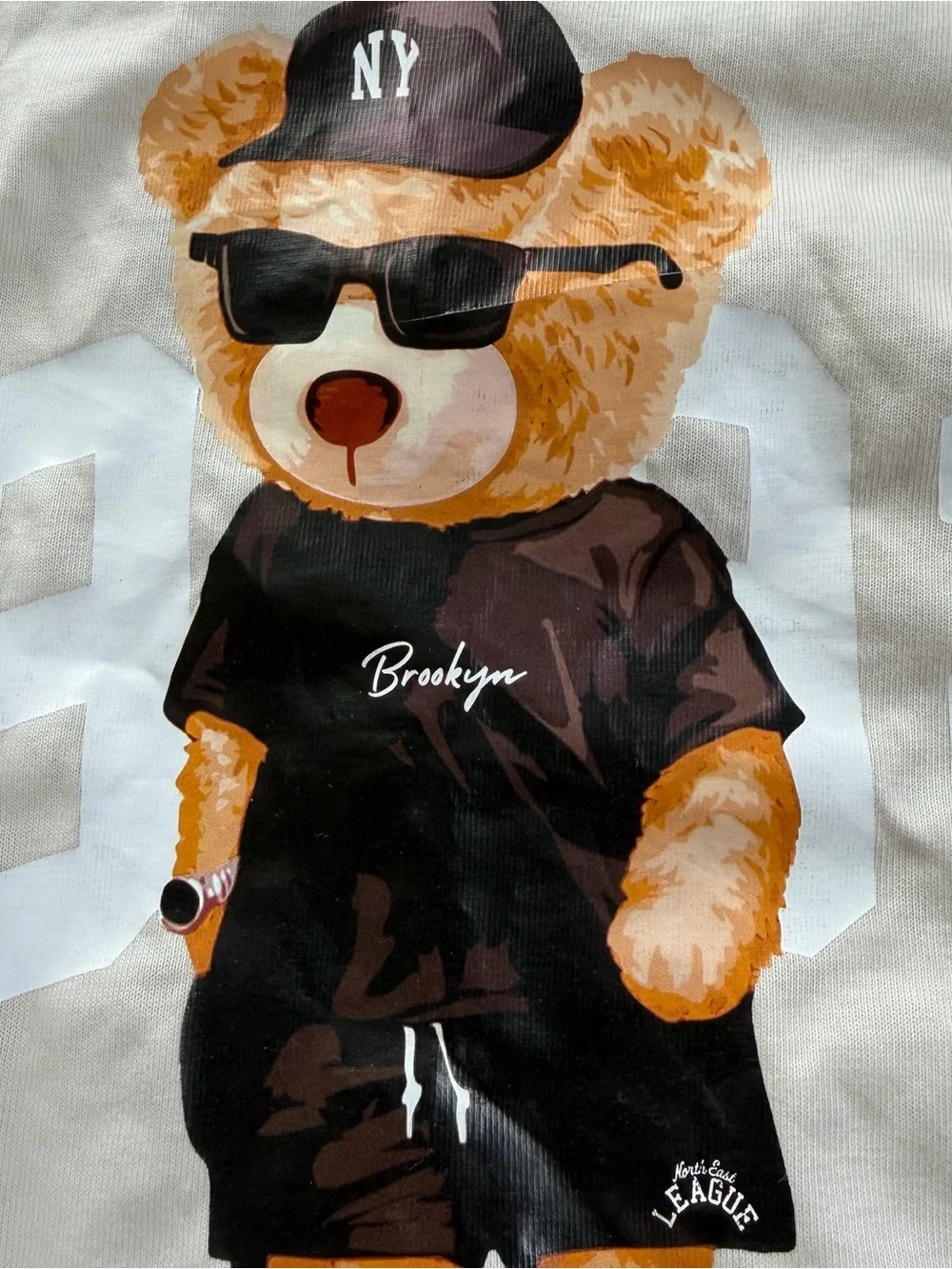 NWT Cactus Boys Bear Graphic T-Shirt 100% Cotton Size 11/12 Cream Tee